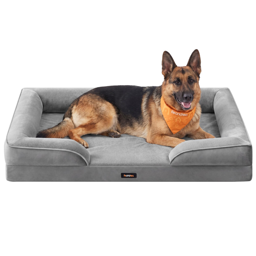 Feandrea Orthopaedic Dog Sofa Bed, M Dog Bed With Raised Sides, Egg Crate Foam,