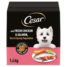 Cesar Adult Dry Dog Food with Fresh Chicken, Salmon & Vegetables 1.4 kg (Pack of