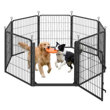 Feandrea Dog Playpen, 8-Panel Steel Pet Enclosure, Folding Puppy Pen with Door,