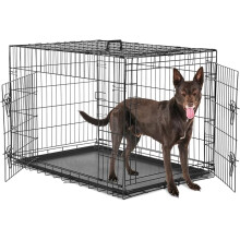 Dog Crate, large Medium Dog Cage with 2 Doors and Removal Tray Folding Metal Pet
