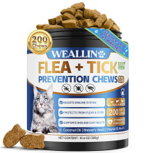 WEALLIN Cat Flea and Tick Support Chews, Chicken Flavour, 200 Count