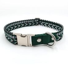 Ranchen Handwoven Cotton Dog Collar, Adjustable Soft Woven Pet Collar with Secure Metal Buckle & Nylon Webbing Core – Comfortable Daily Walking Leas