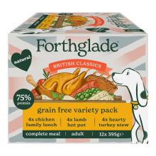 Forthglade British Classics Wet Dog Food Variety Pack (12 x 395g Trays) - Grain