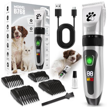 Dog Grooming Clippers, 2-Speed Low Noise Pet Hair Clippers with LED Display, Cor