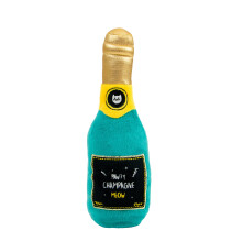 Ancol Pawty Time Plush Meow Champagne Bottle Party Cat Kicker Toy With Real Catn