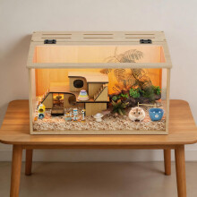 BingoPaw Wooden Hamster Cage Chewproof: Wood Hamster Cages Habitats Openable Top