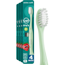 Tom's of Maine Extra Soft Kids Toothbrush, Toddler Toothbrush for Ages 2 and Up, BPA-Free and Dye-Free Bristles, 4 Count