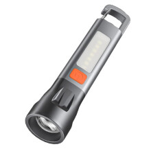 USB Rechargeable Flashlight Ultra Bright LED Torch with Zoom Multi-Mode Hook for Camping Hiking Fishing