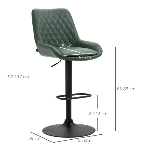 Retro Bar Stools Set of 2,  Kitchen Stool,Green 1