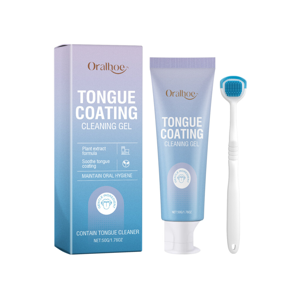 (50g*1+tongue brush*1) ORALHOE tongue coating cleaning gel, clean tongue coating, oral odor, fresh breath, daily cleaning care gel