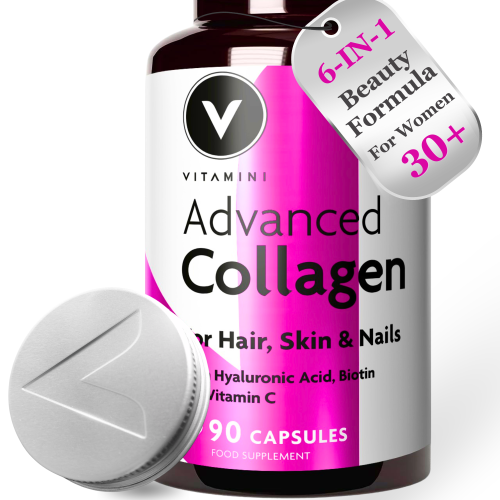 6-in-1 Marine Collagen Capsules for Women | Fast-Absorbing Naticol® Type I Peptides with Hyaluronic Acid, Biotin & Vitamin C | 90 Capsules
