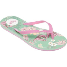 (8 UK, Green/Pink) Roxy Womens By The Sea Summer Beach Pool Sandals Thongs Flip Flops