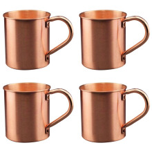 4X 450ML Copper Mug Water Cup Moscow Mule Cup Straight Body Curling Cup Bar Cocktail Glass Beer Mug