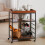 Rustic Bar Wooden Mobile Serving Cart with Wheels 1