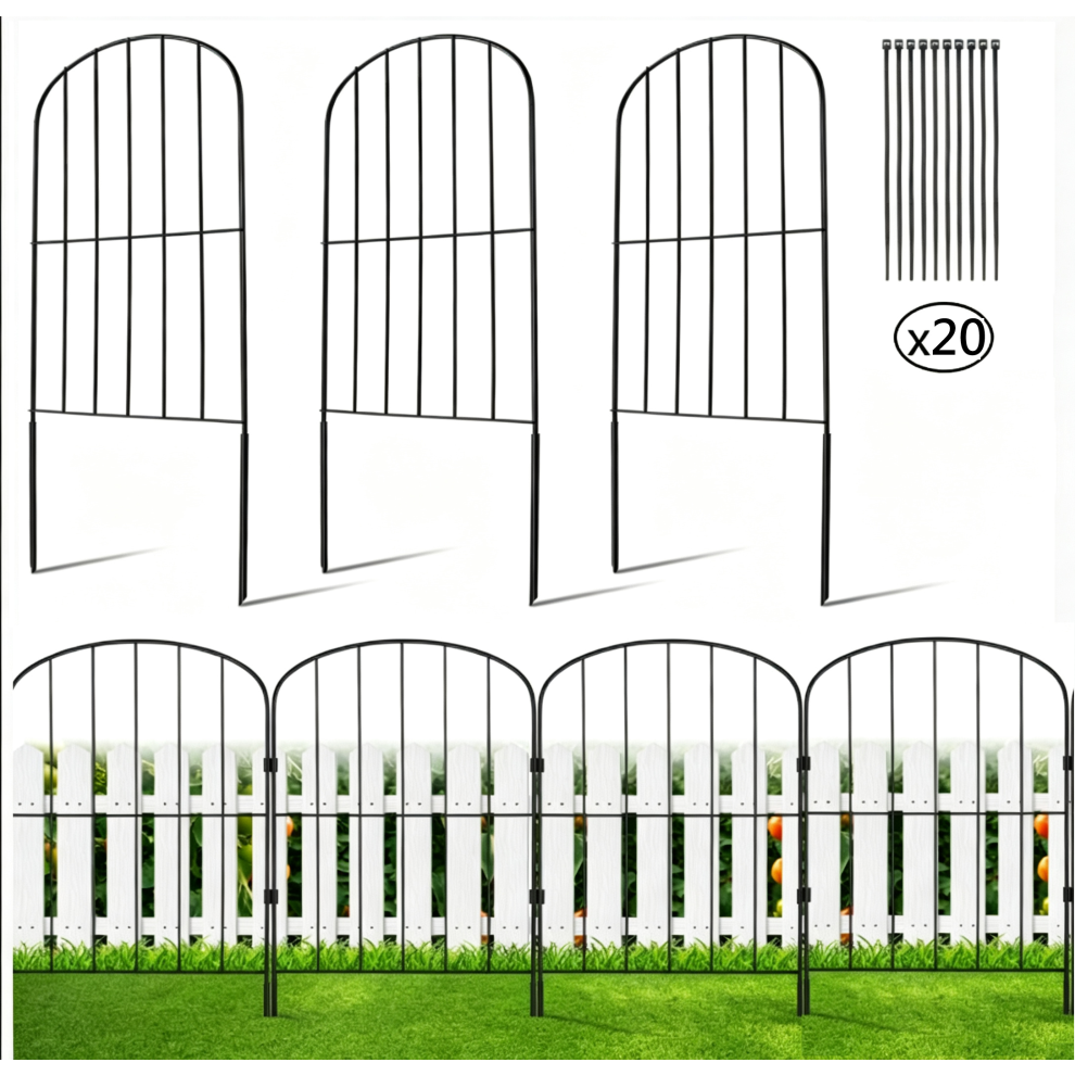 (20 Pcs) Decorative Garden Fence Animal Barrier Rustproof Metal Fence Panels 10 Pcs 765226478438
