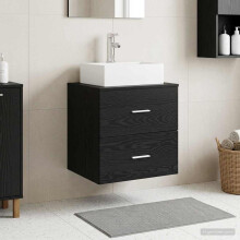 vidaXL Wall-Mounted Sink Vanity Black Oak 49.5 x 41 x 62.5 cm