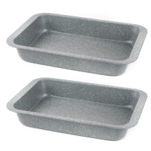 Salter Marblestone Roasting Tin Set – 2x 36cm Non-Stick, Lightweight, Oven Safe