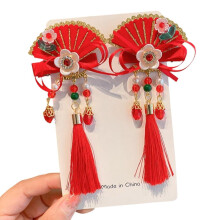 Polyester Hair Clips Red Festive Chinese New Year