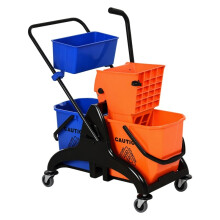 Seau de nettoyage à roulettes 26 L, seau à serpillière en plastique avec poignée en métal