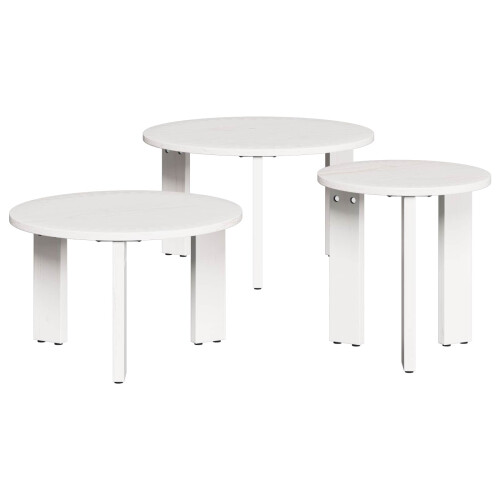 VidaXL vidaXL Coffee Table 3 pcs White Solid pine wood