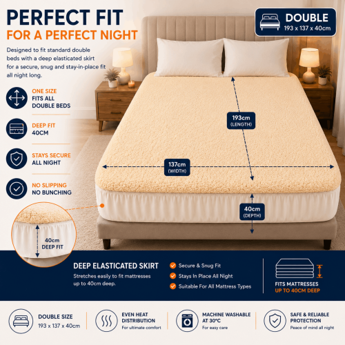(Double) Cozy Night Luxury Wool Electric Blanket with timer 1