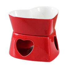 Deevoka Pottery Fondue Pot with 4 Forks Red