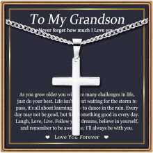 Cross Necklace Silver Cuban Link Chain for Men
