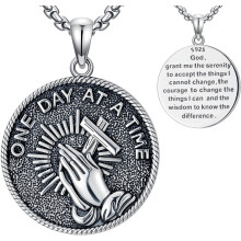 Praying Hands Necklace 925 Sterling Silver Pendant