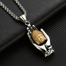 Titanium Steel Buddha Pendant Necklace for Men