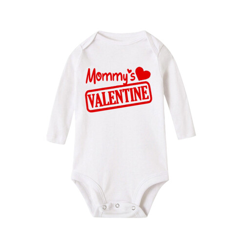 Unisex Valentine's Day Baby Romper White 6M