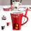Ceramic fondue cups with forks red tealight set 1