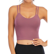 Women's Seamless Padded Wireless Sports Bra Cross Back Yoga
