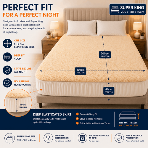 (Super King ) Cozy Night Luxury Wool Electric Blanket with timer 1