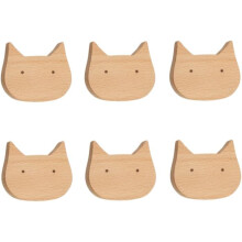 Wooden Furniture Knobs Kitten Puppy Bear Pattern 6 Pcs