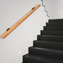 Wood Handrail for Stairs 4 ft Wall-Mounted Non-Slip Railing