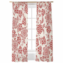 Sheer Curtains Abstract Paisley Red Flower Pattern 52x96