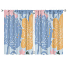 Blue Yellow Block Flower Curtains Blackout 2 Panels 41x63
