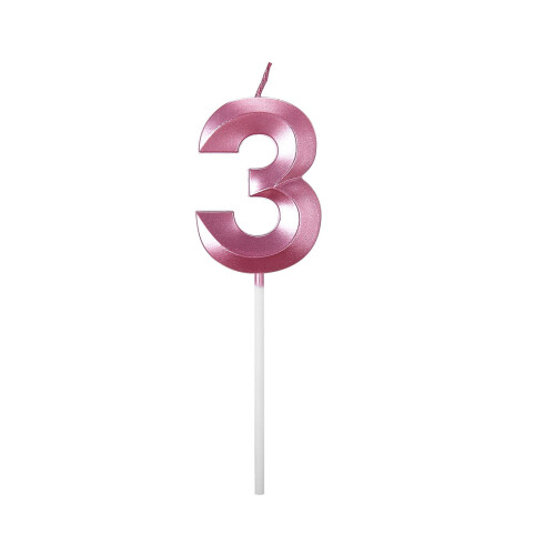 Birthday Candle Number 3 Multicolor 3D Cake Topper