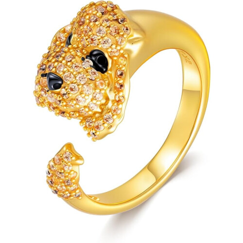 Sterling Silver Dog Ring for Women Adjustable