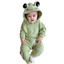 Baby Frog Jumpsuit Green Long Sleeve Hooded Romper Size 80