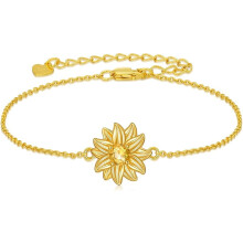 Sunflower Bracelet 925 Sterling Silver 18K Gold Plated