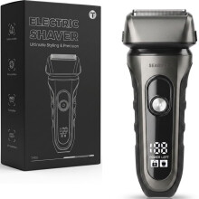 Electric Shaver for Men, 3 Flexible Blades, Precision Trimmer, IPX7 Waterproof, Wet and Dry Shaving, Rechargea