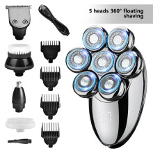 Electric Shaver for Men, 7D Rotary Head Beard and Hair Trimmer, LED Display, Waterproof Wet and Dry Use for Ba