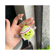 Sports Ball Plush Keychain, Baseball and Tennis Style, 12 cm Green and White Bag Charm for Backpacks
