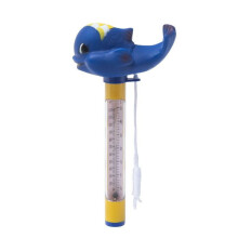 Dekoratives, schwimmendes Wal-Thermometer für drinnen und draußen, blaues Harzdesign, wasserfeste Gartendekoration