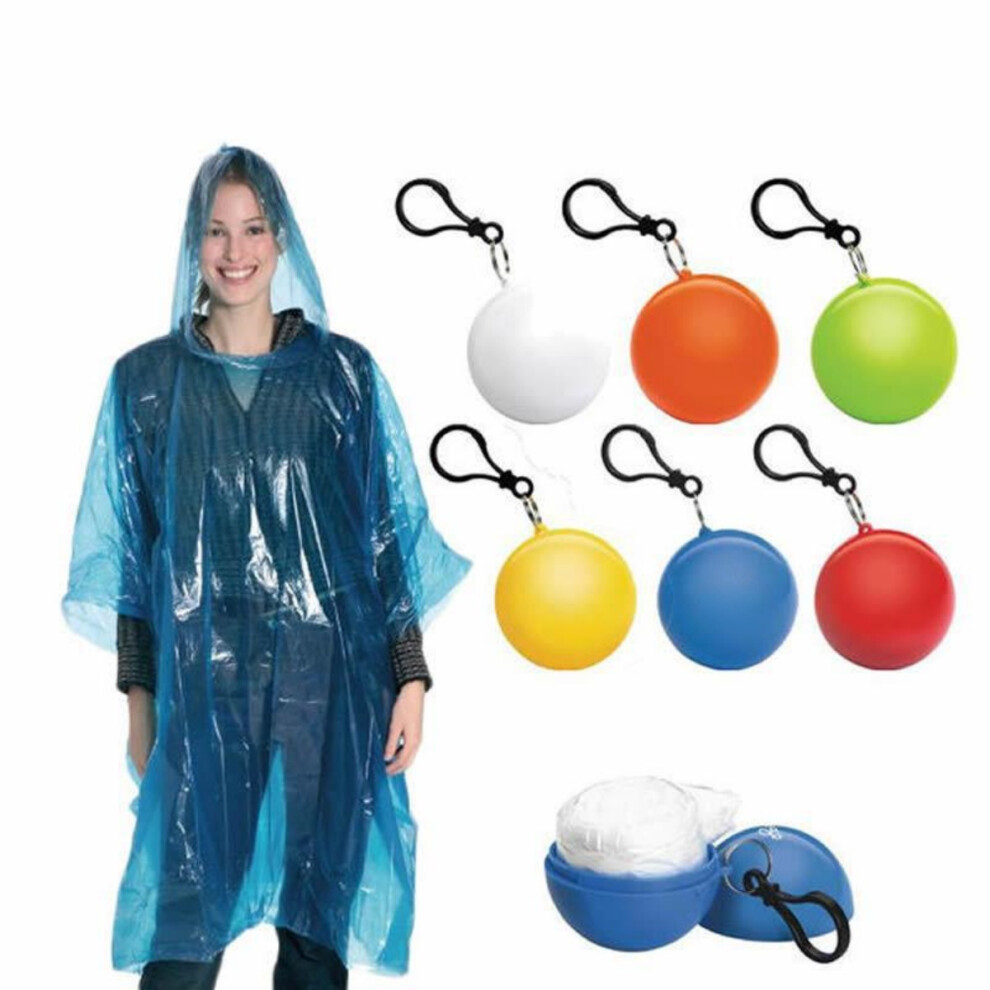 Pack Of 6 Emergency Rain Ponchos With Keychain, Waterproof Disposable, Ultra Compact, Ideal For Hiking, Festiv 9310219042991