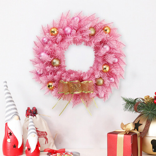 Pink Christmas Wreath Artificial 12 Inch