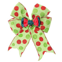 Christmas Tree Bows Red Green Polka Dot Fabric 12-Pack