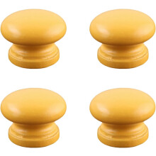 Drawer Knobs Wooden Lotus Shape Yellow 4 Pcs