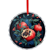 Pomegranate Ornament Vintage Organic Glass Round 1 Piece